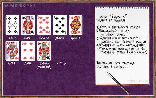Значение игральных карт при гадании (колода 36 шт)