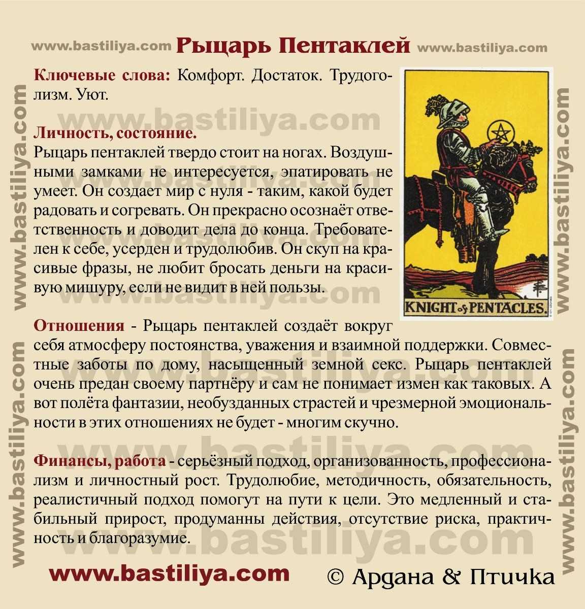 Карта таро 9 пентаклей: значение в отношениях, сочетание с другими картами